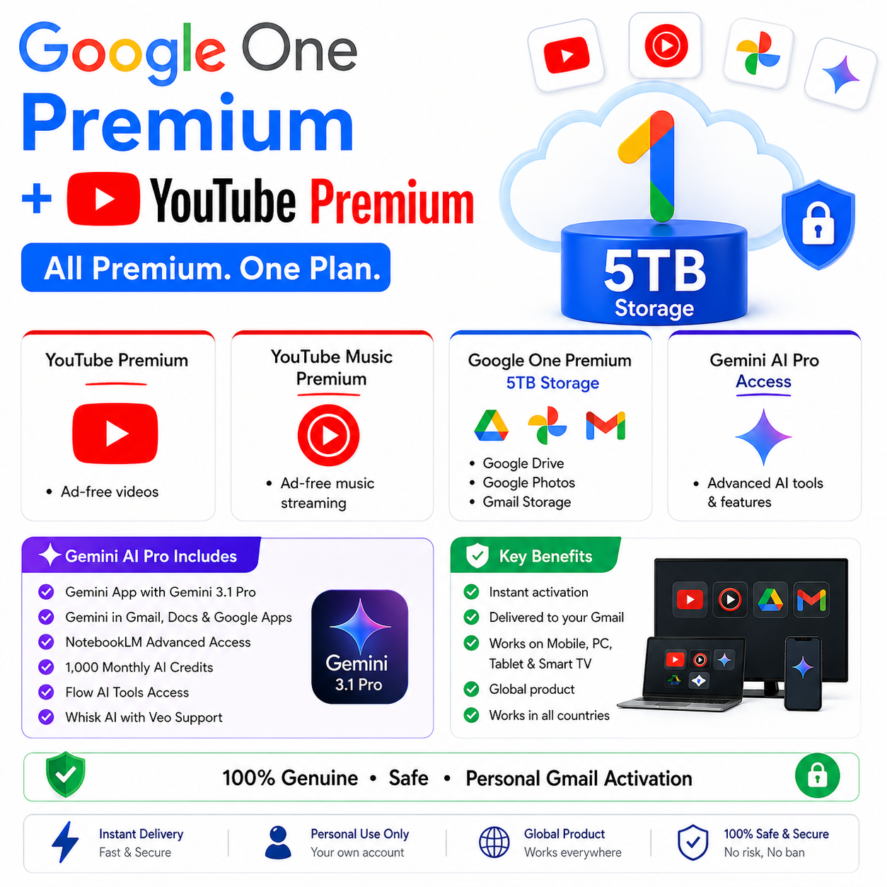 Google One Premium + YouTube Premium — Infinity Digital Shop